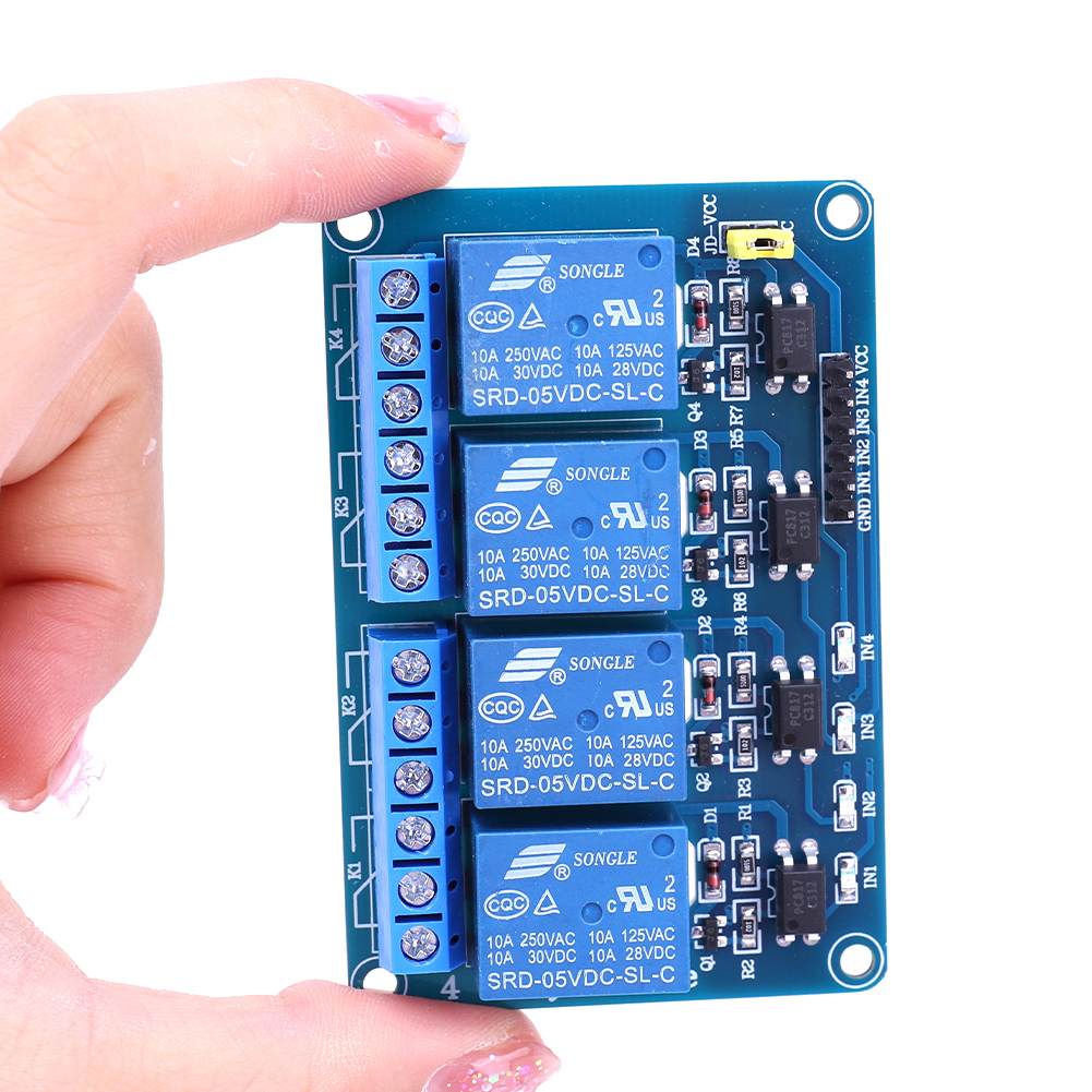 Home Automation Arduino - 5V 12V 4-Kanal-Relaisplatine mit Optokoppler, 4-Wege-Relaismodul,