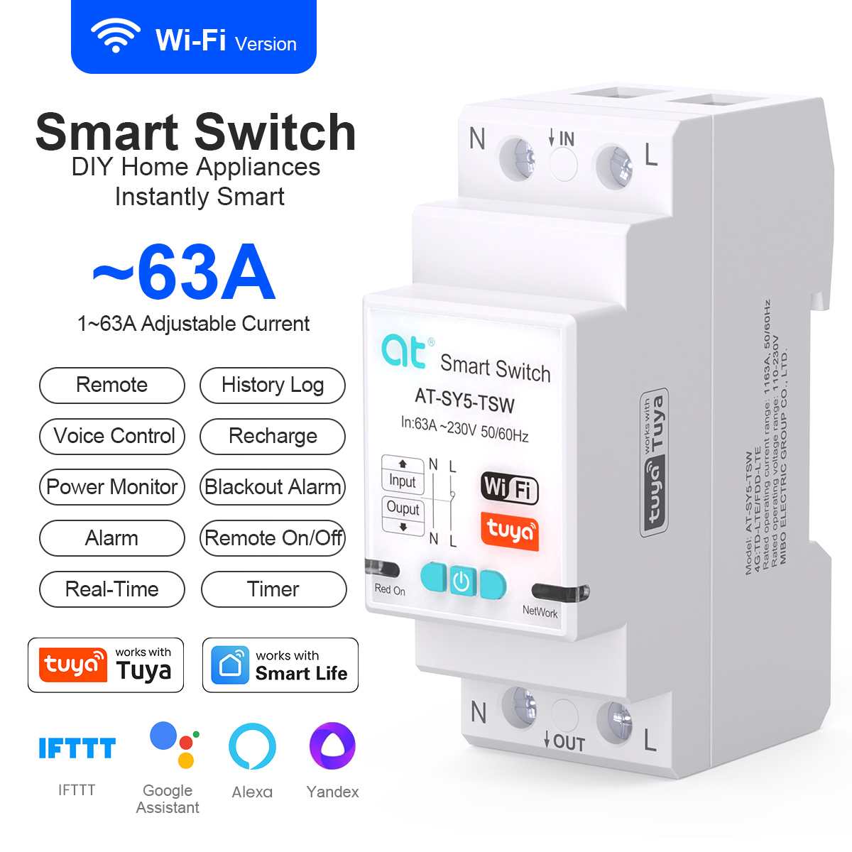 Home Automation Industry - Intelligenter Schalter Leistungsschalter Tuya WiFi Drahtlose